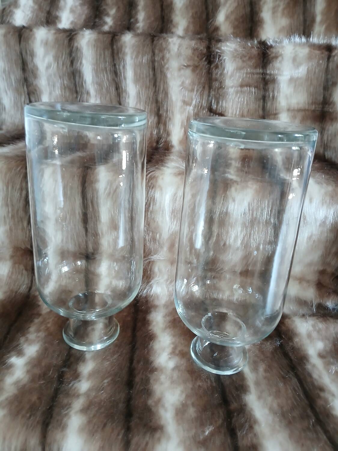 2 large antique transparent glass bottles
