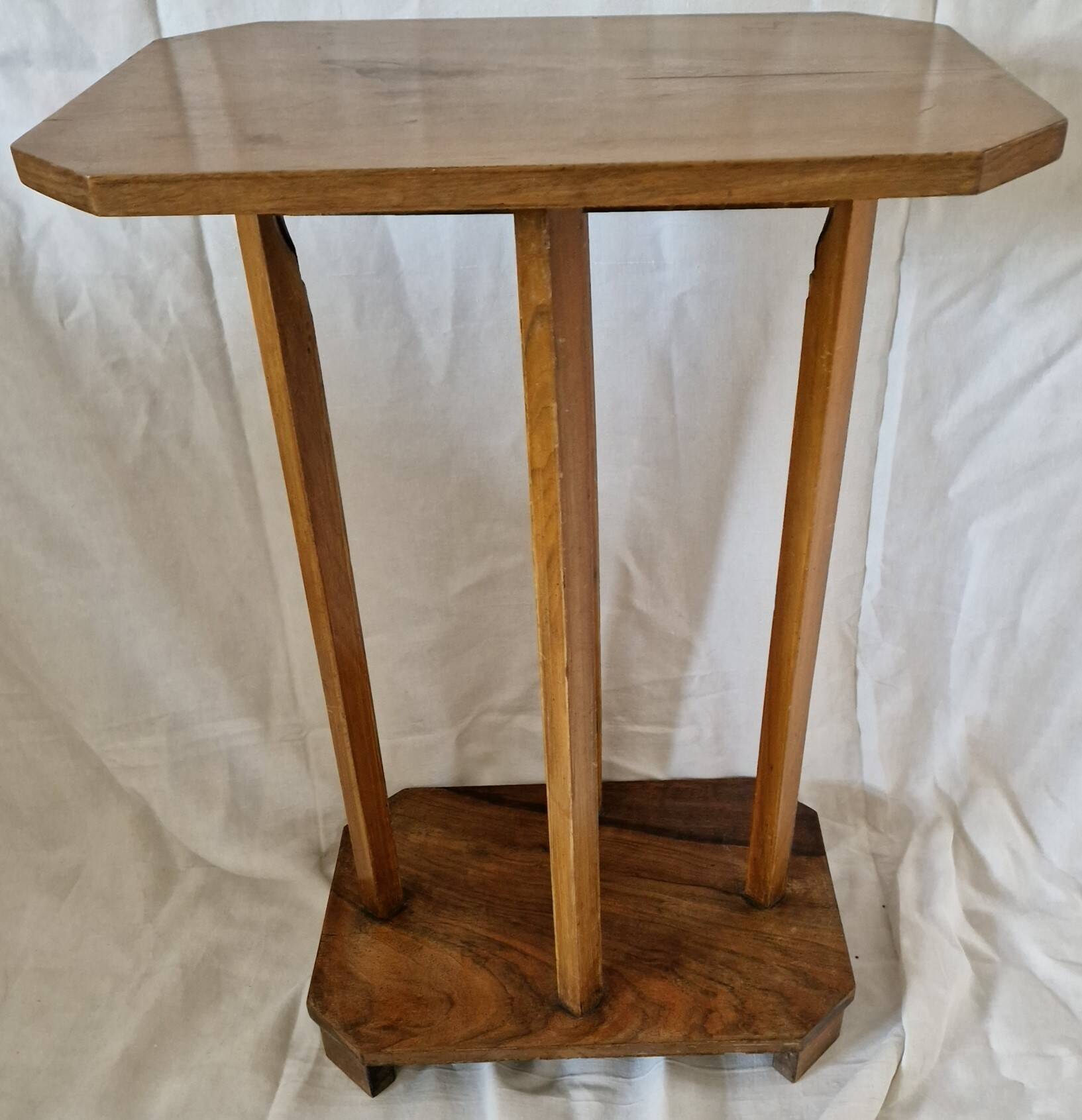 Vintage Art Deco wooden side table – 1930s/50s – unique piece