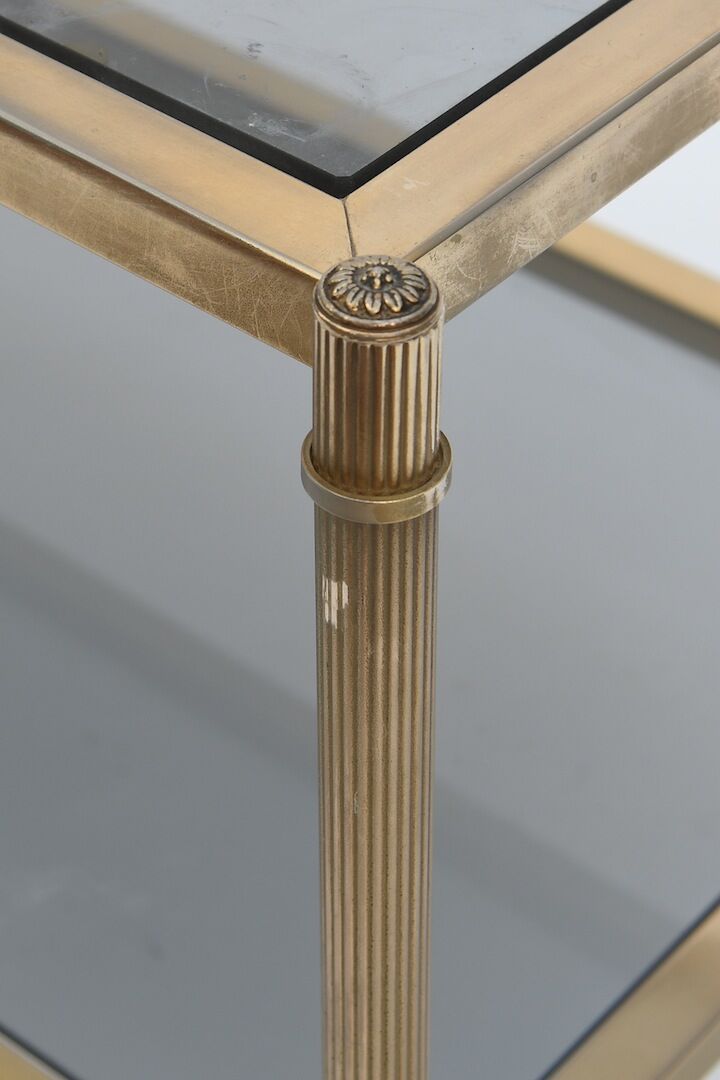 Gold brass and glass coffee table