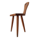 Low brutalist tripod chair in solid oak from the 1960s.