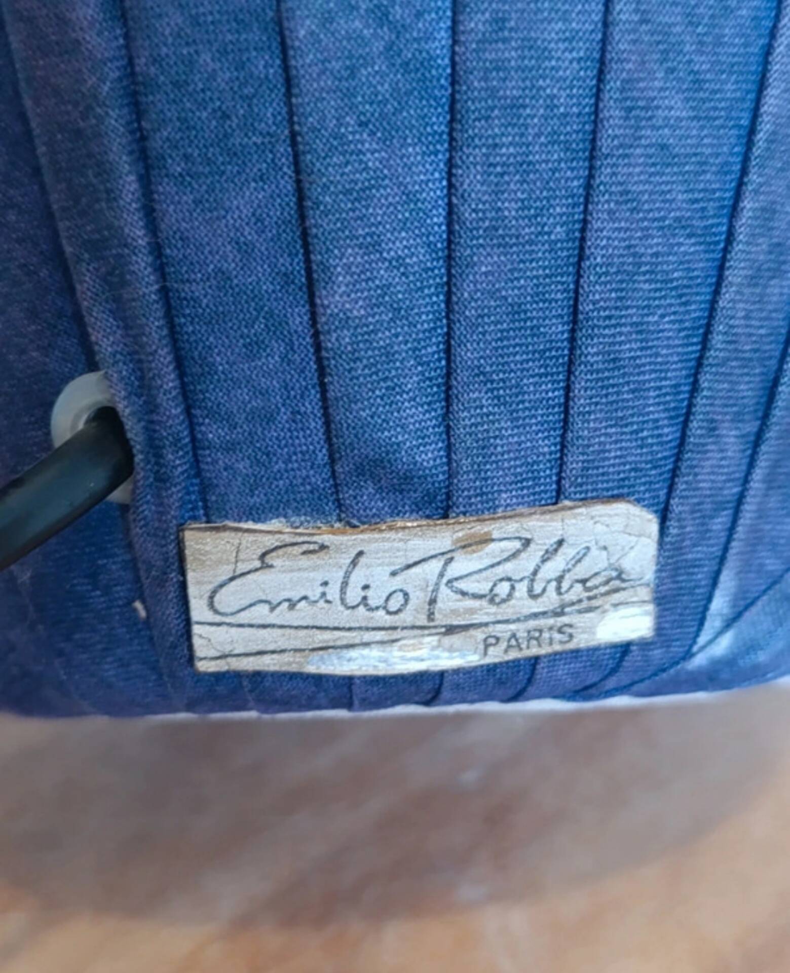 Vintage lamp base signed Emilio Robba – blue/purple fabric