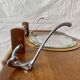 Art Deco wooden wall coat rack with round central mirror