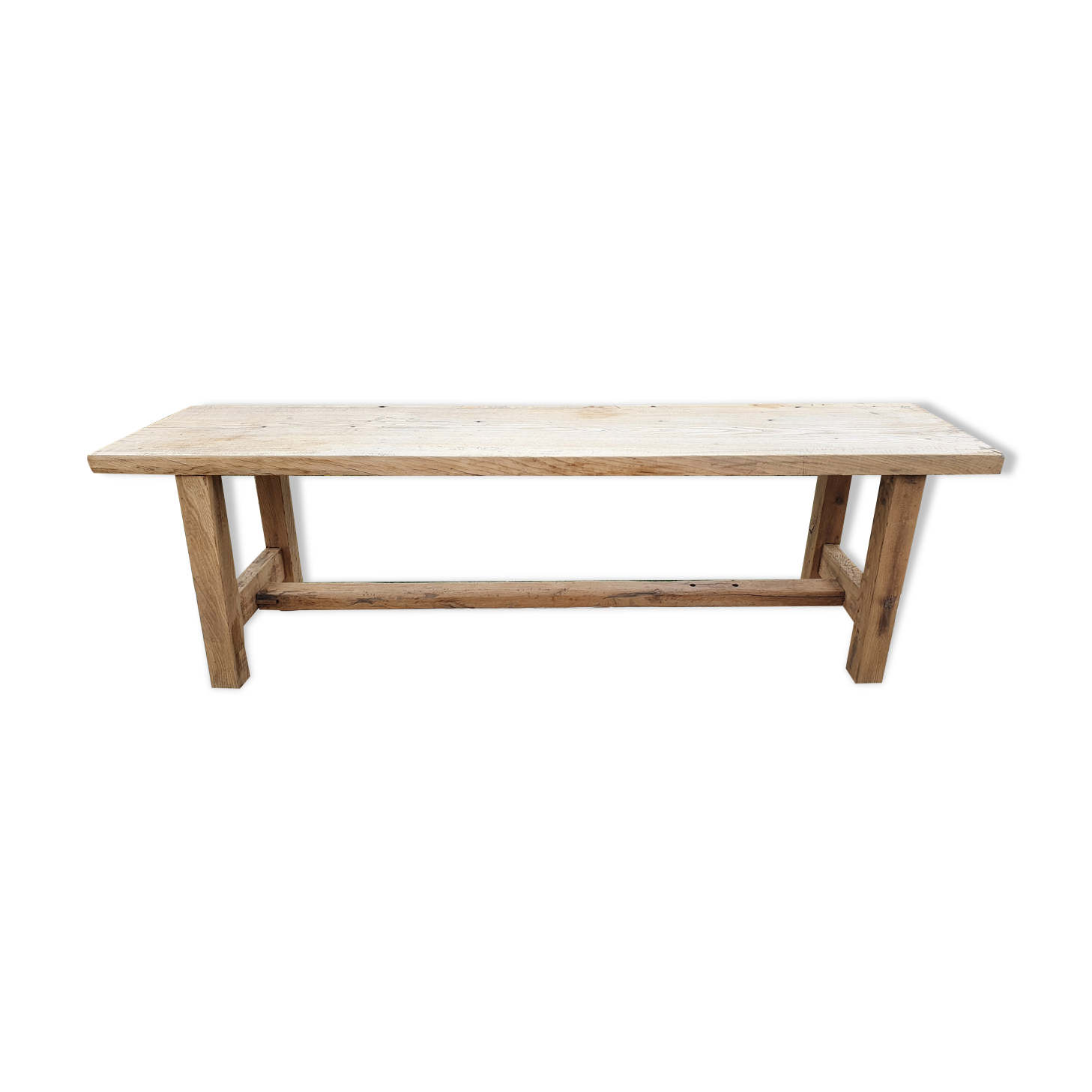 Loom table in solid oak 240 x 58 cm. 1920.