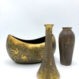 Crystal and copper shuttle cup Léon Ledru Val Saint Lambert