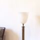 Neo-classical bronze lamp, opaline vasque, 1950