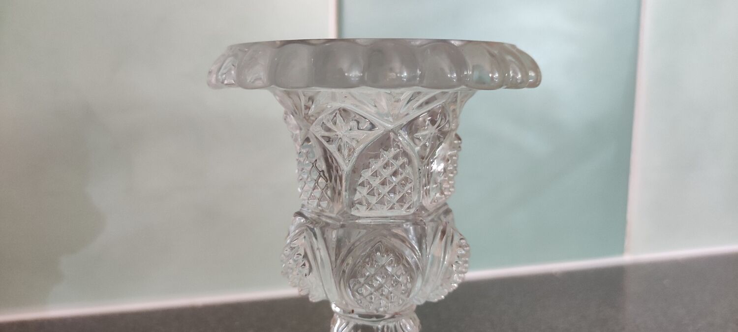 Vase on cut crystal stand