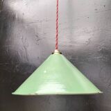 Enameled sheet metal cone pendant light