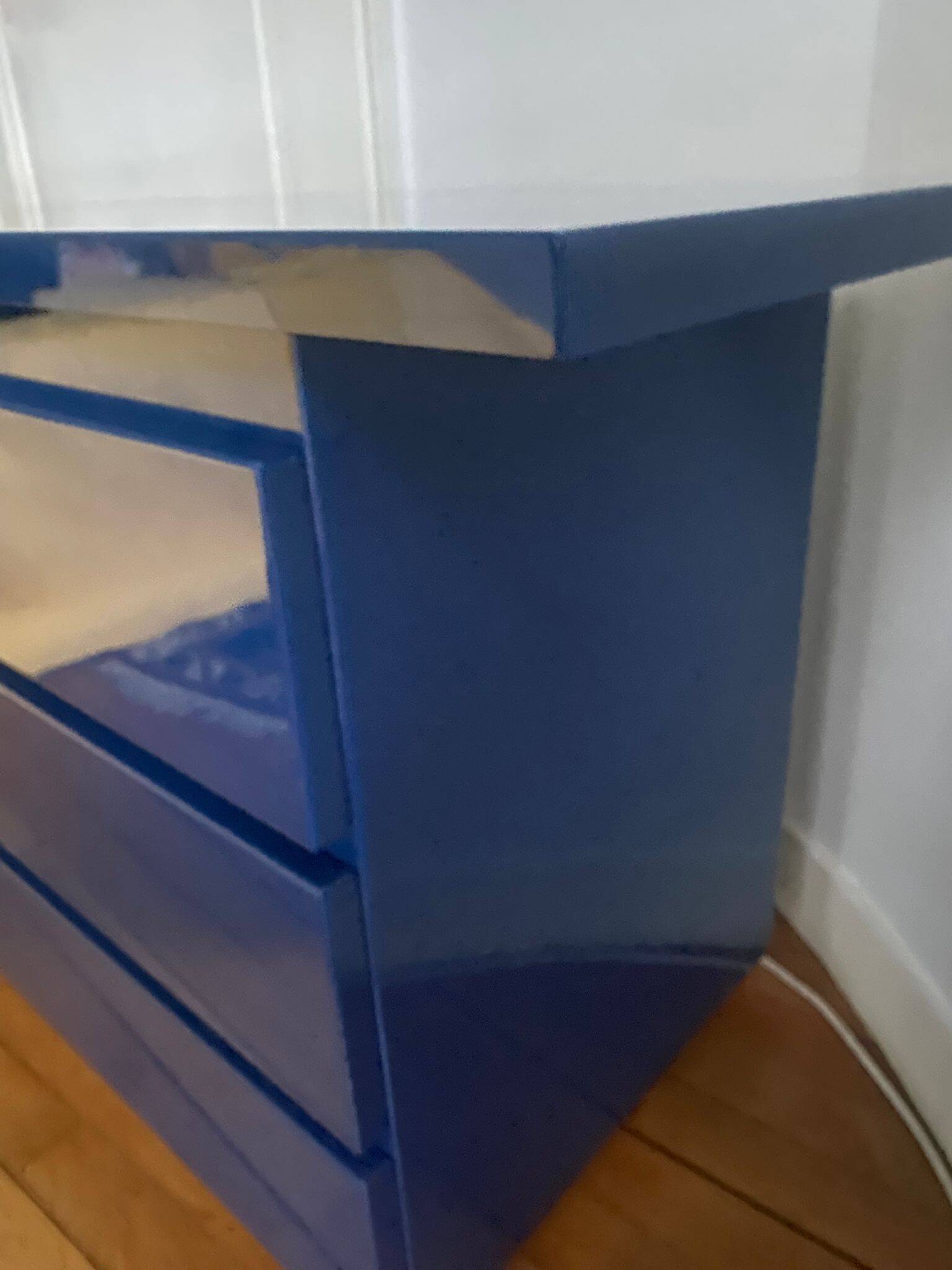 Console / chest of drawers David Lange – Deep blue lacquer – 6 drawers – 156 cm – A