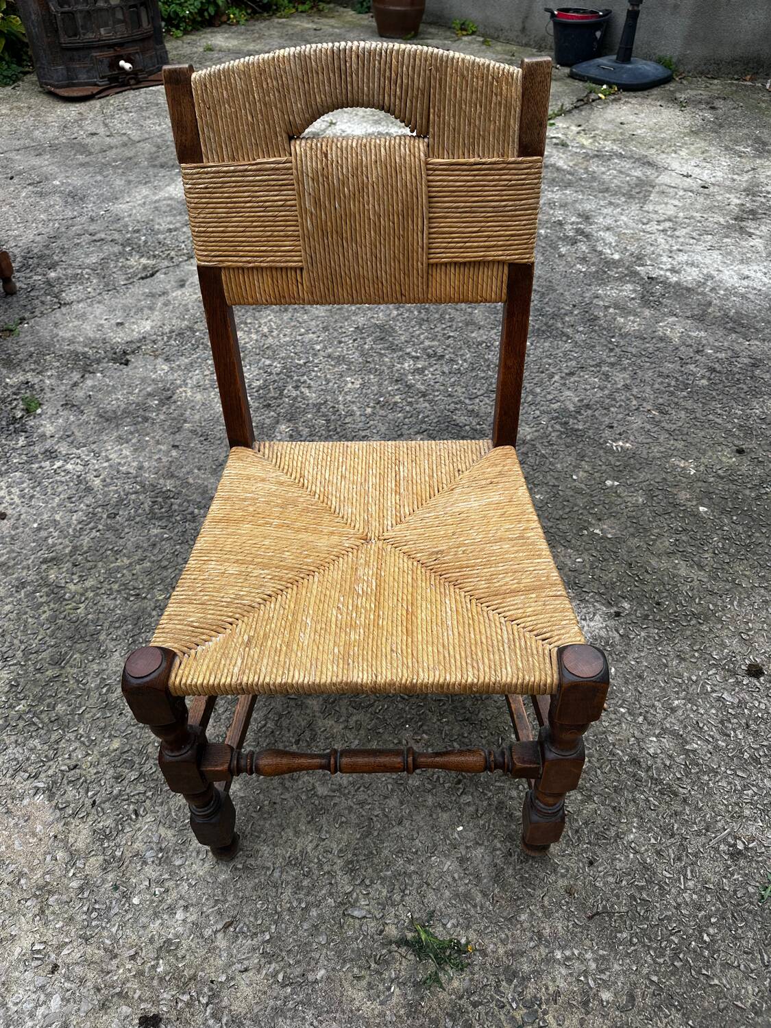 Set of 6 chairs and 2 armchairs, Brutalist style, 1950s