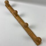 Raw wooden patère 4 hooks 50cm