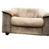 Paire de fauteuil chauffeuse cuir havane 70"