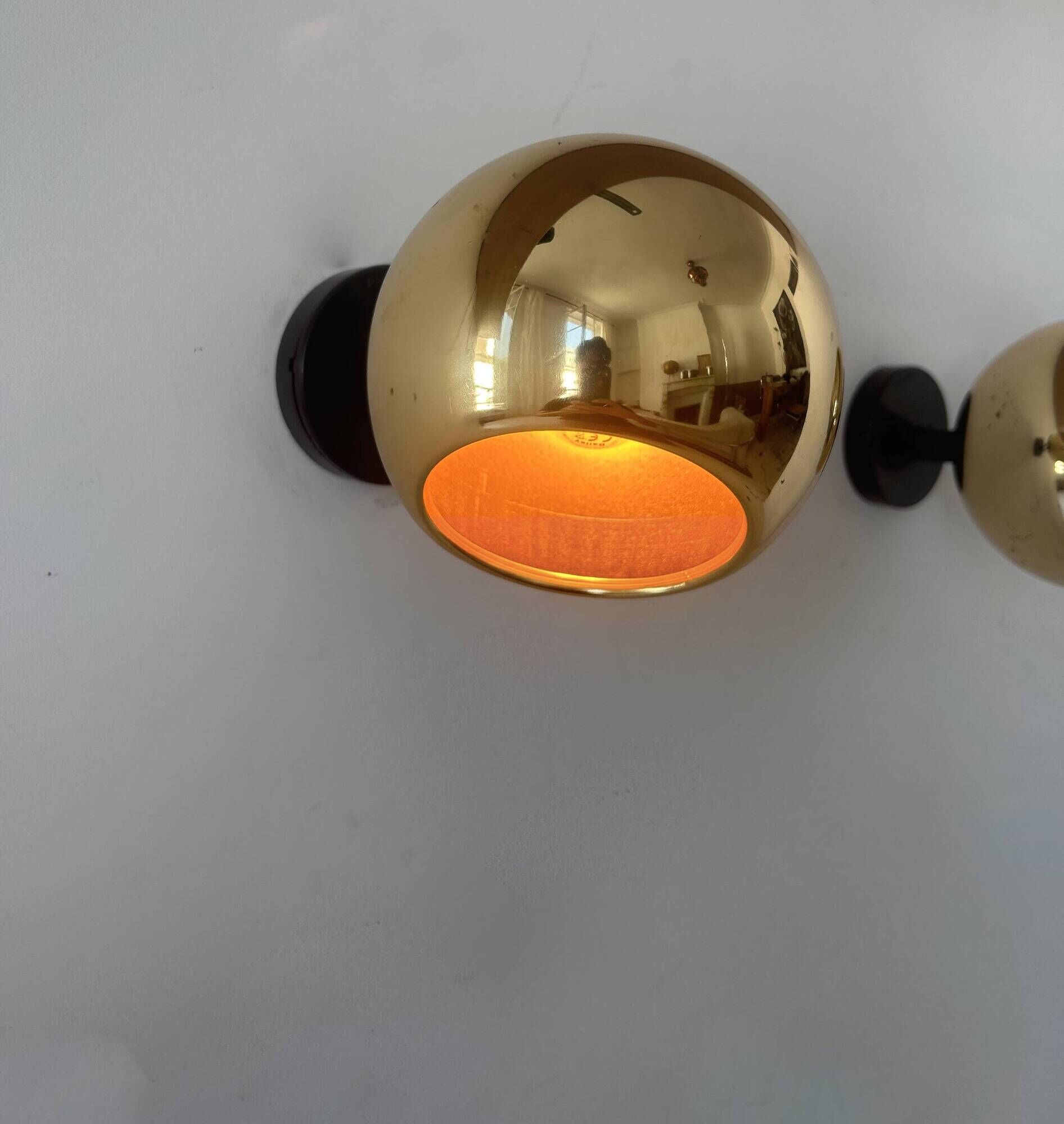 Paire d'applique vintage orientable, laiton, France 1970