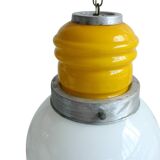 Murano glass "bulb" in yellow and white, space age, Italy 1960s