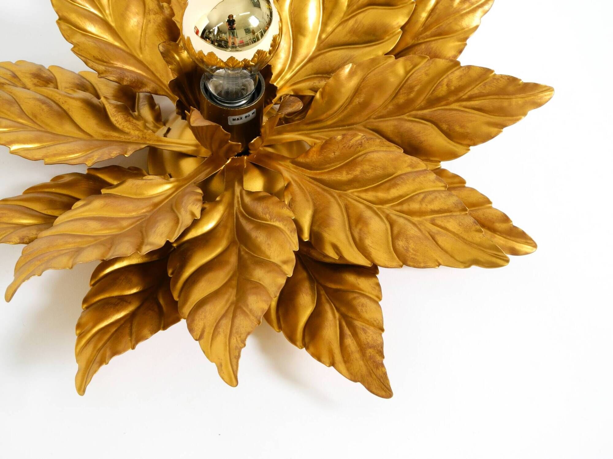 Rare large gold-plated Hans Kögl Florentine-style ceiling or wall lamp from
