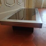 Coffee table in aluminum and smoked glass, 1970