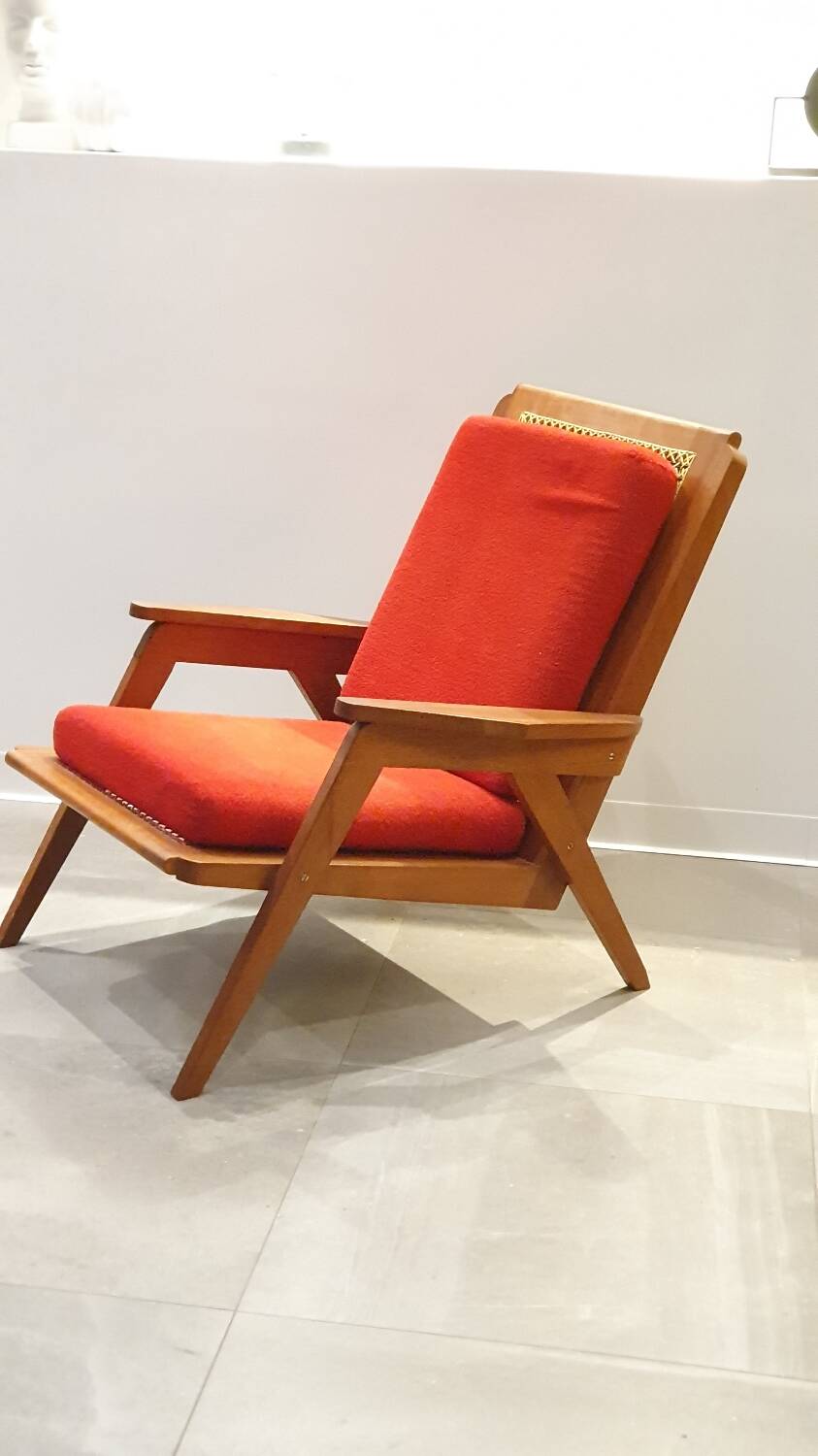 Mahogany cane armchair from the 60s