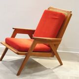 Mahogany cane armchair from the 60s
