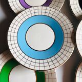 Set of 6 colorful dessert plates 1950s