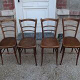 Lot de 4 chaises bistrot assises décorées