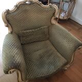Paire de fauteuils verts amande