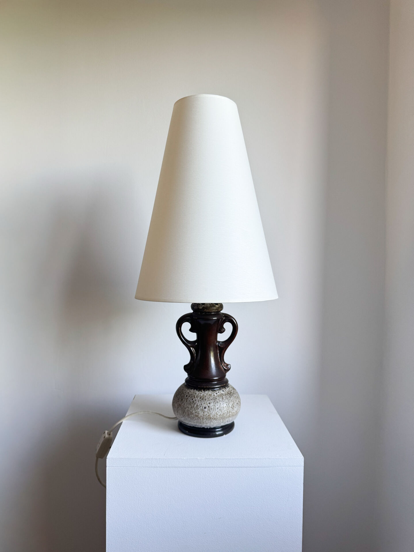 Vintage Mid Century Modern German Handmade Fat Lava Ceramic Table Lamp