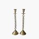 Pair of twisted brass candlesticks 37cm