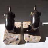 Paire de serres livres art déco éléphants Franjou