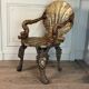 Venetian "Grotto" armchair in carved polychrome wood, silvered and gilded, circa 1890.