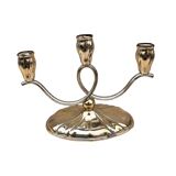 Three-armed, plated candlestick, Germany, 1940s.