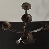 Large Brutalist Wrought Metal Candlestick - Early 20th Century