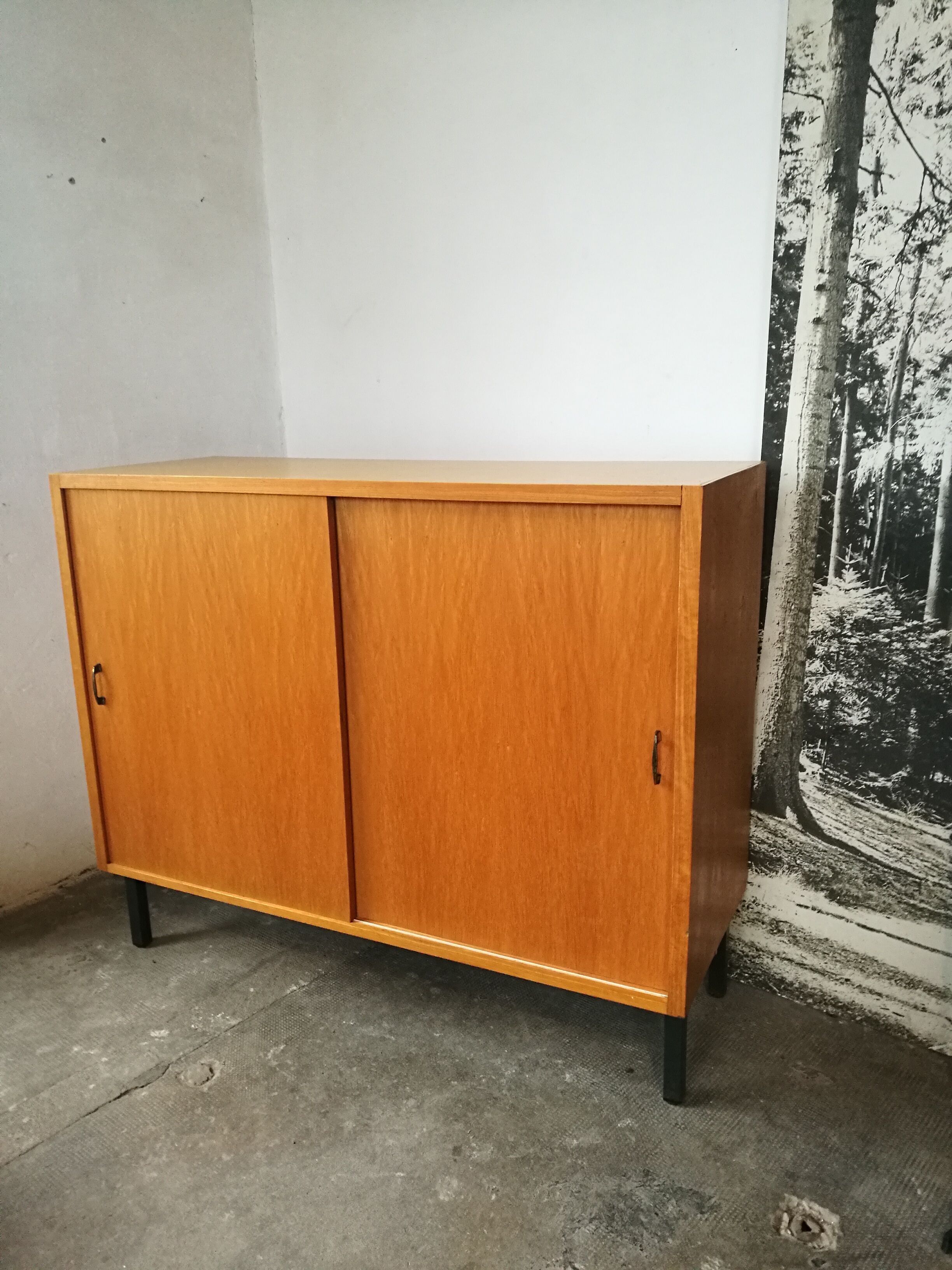 Vintage sideboard sliding doors 1970