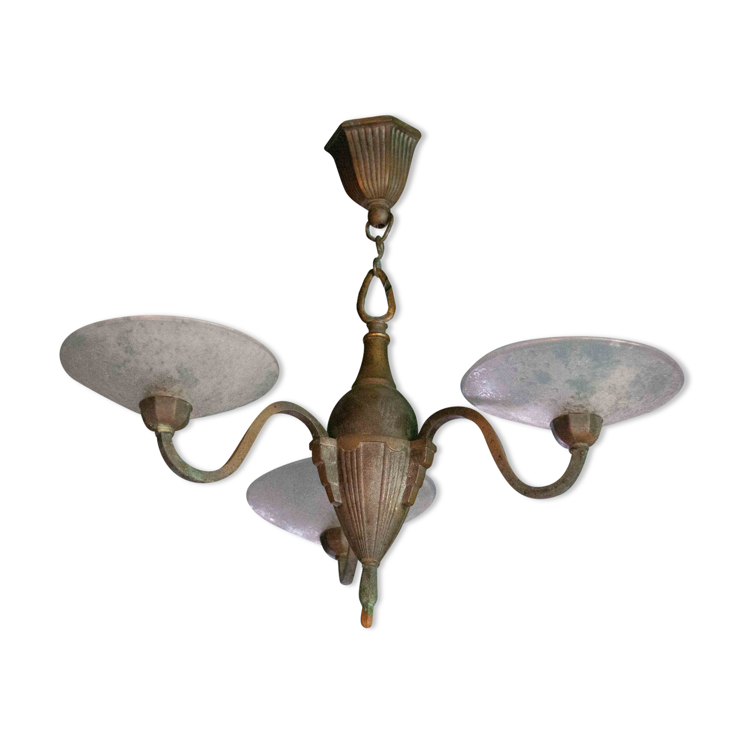 3-burner saucer chandelier of the Muller brothers Lunéville