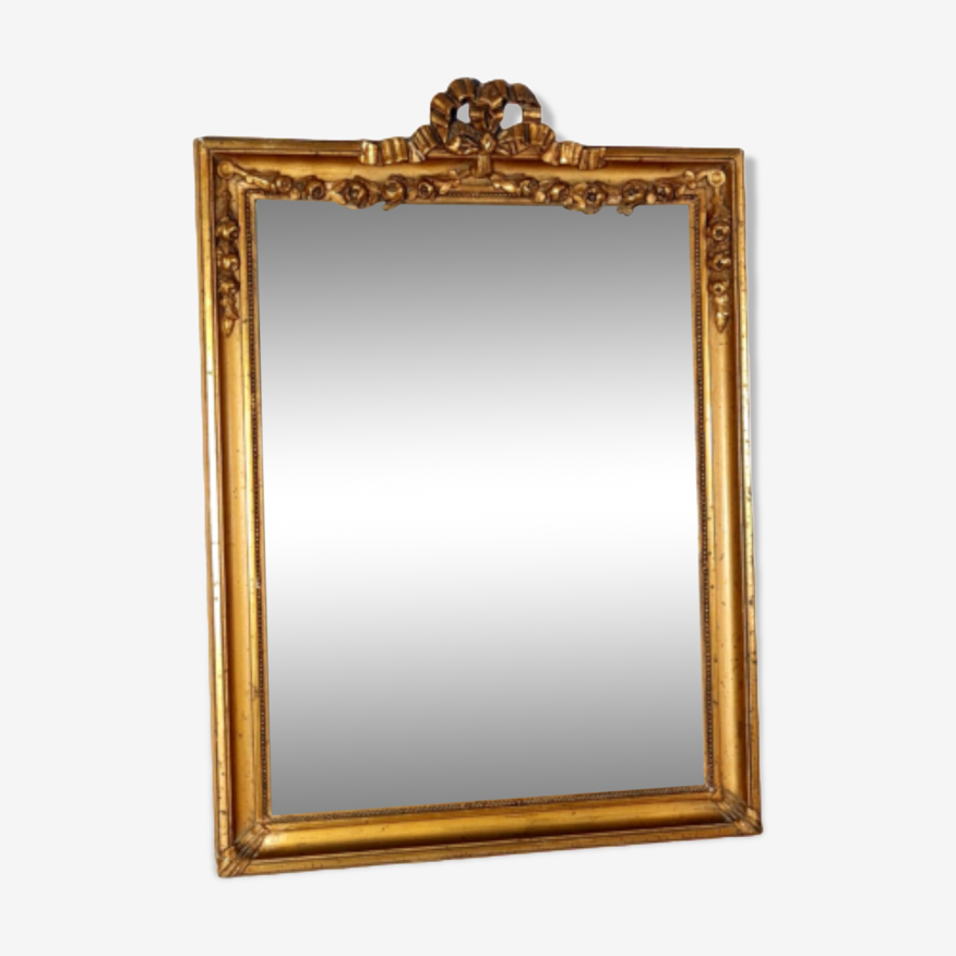Miroir ancien style louis xvi bois stuc doré 50x36 cm sb | Selency