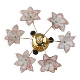 Charming Murano Vintage Ceiling Light Pink Flowers, 1970s