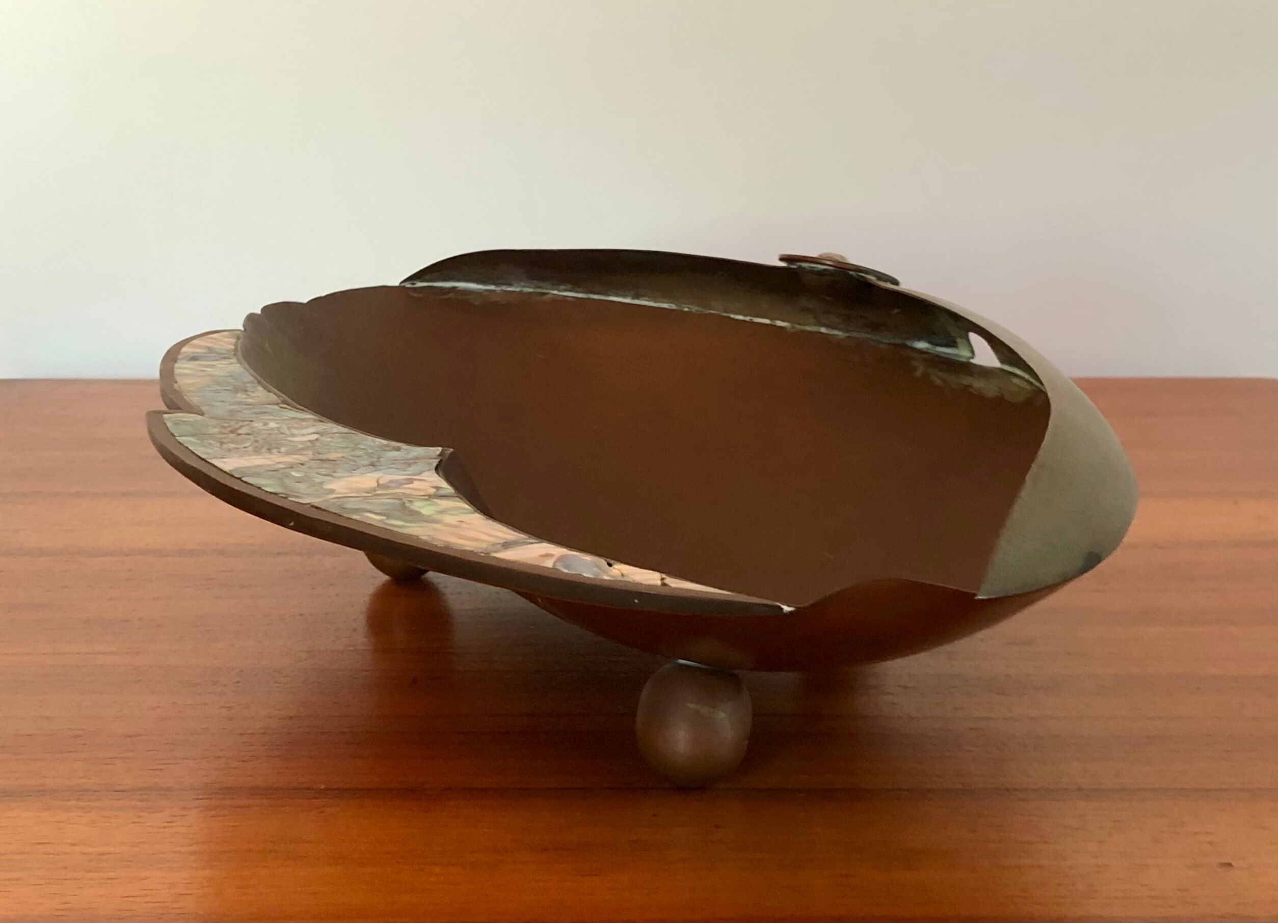 "Fish" cut in copper and mother-of-pearl by G. Espinosa, Mexico 60s