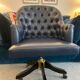 Chaise de bureau en cuir marine