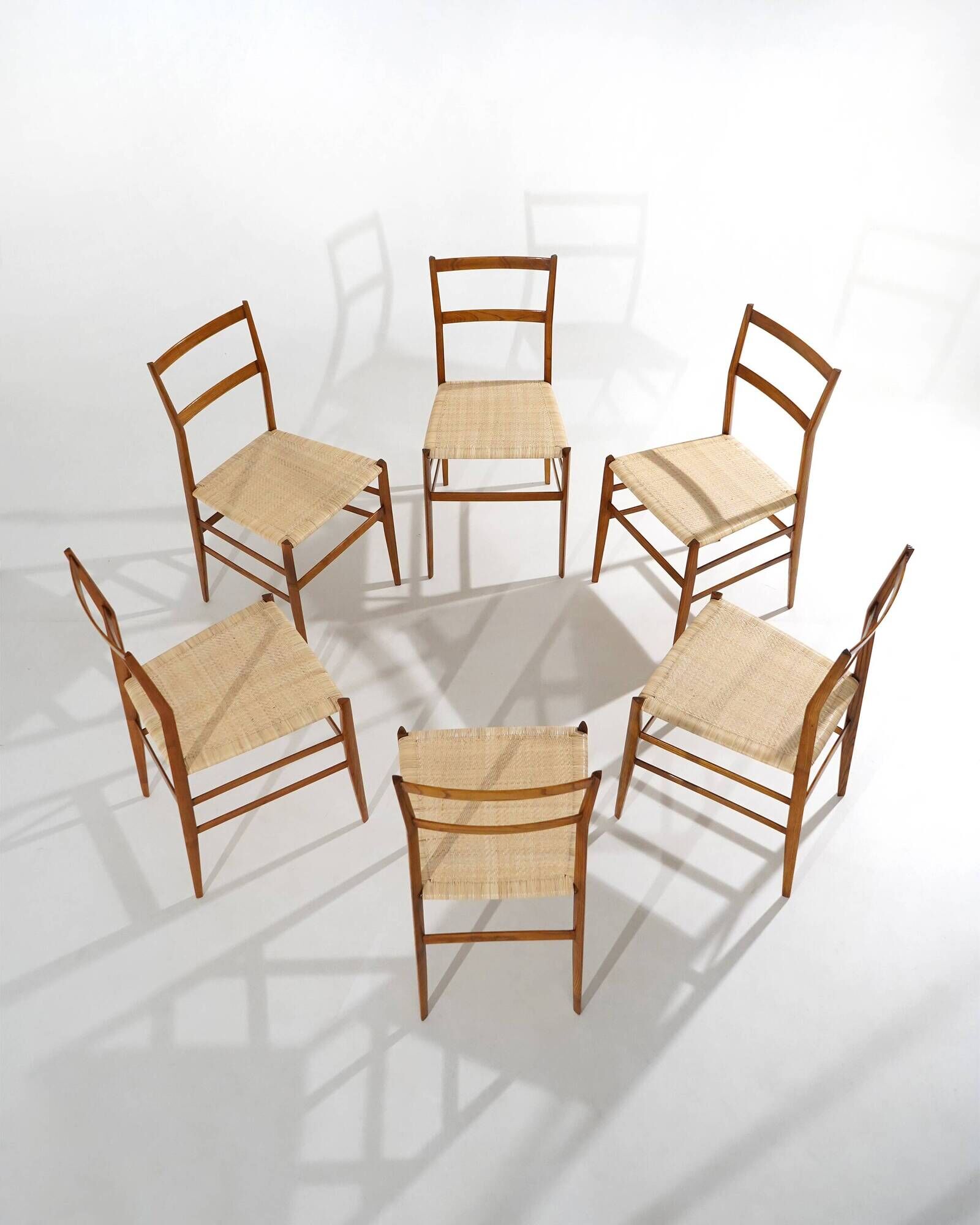 6 Superleggera dining chairs by Gio Ponti for Cassina, 1970’s