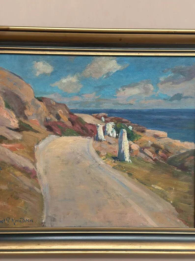 Original Swedish Oil on Canvas – “The Way” by Aksel G Knůdsen – Signed, Vintage & Framed – 52 x 45 cm (24" x 20")