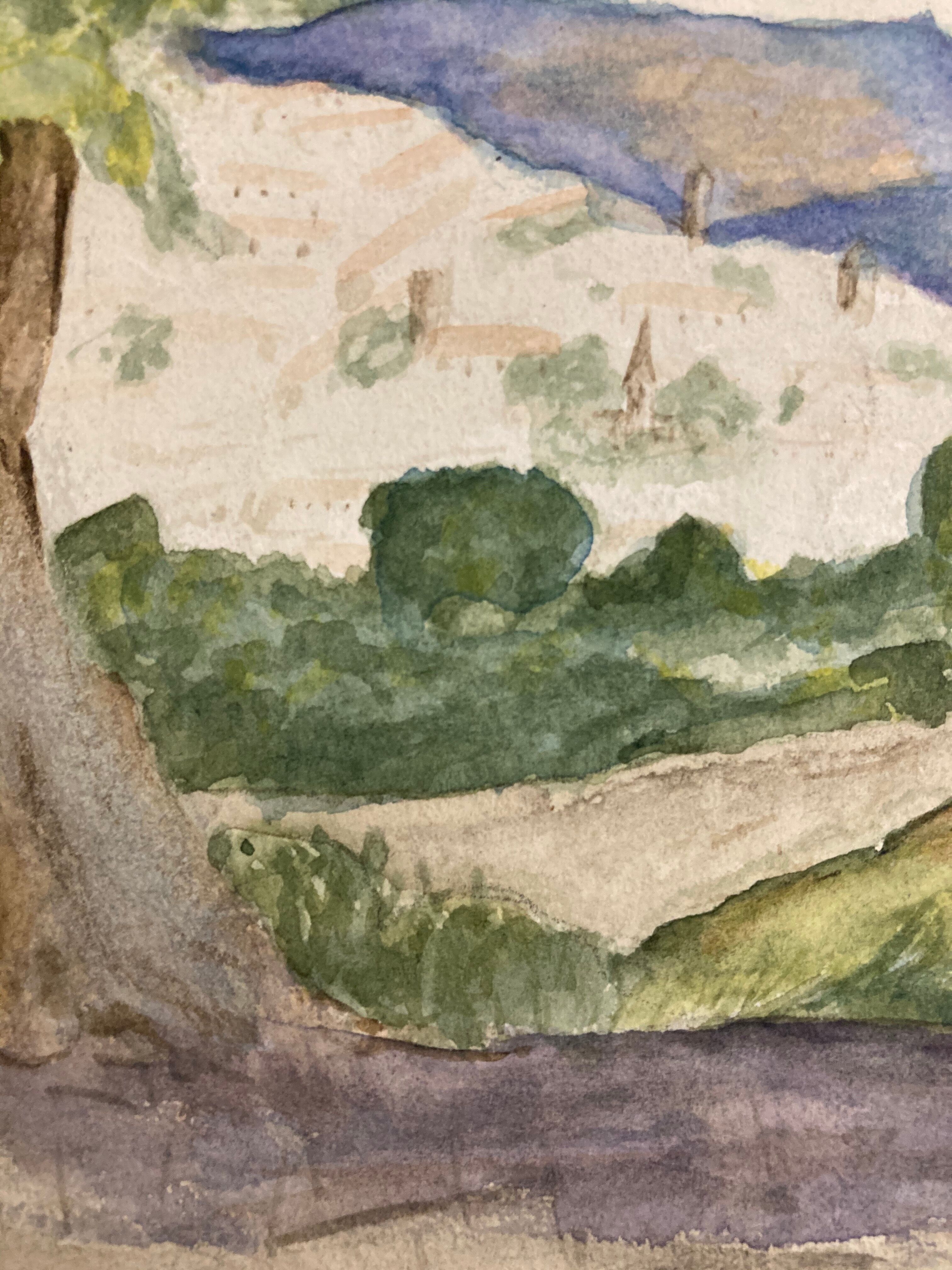 Aquarelle paysage vintage