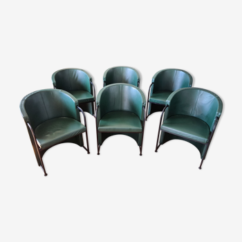 6 leather Club armchairs - Giovanni Erba Italy