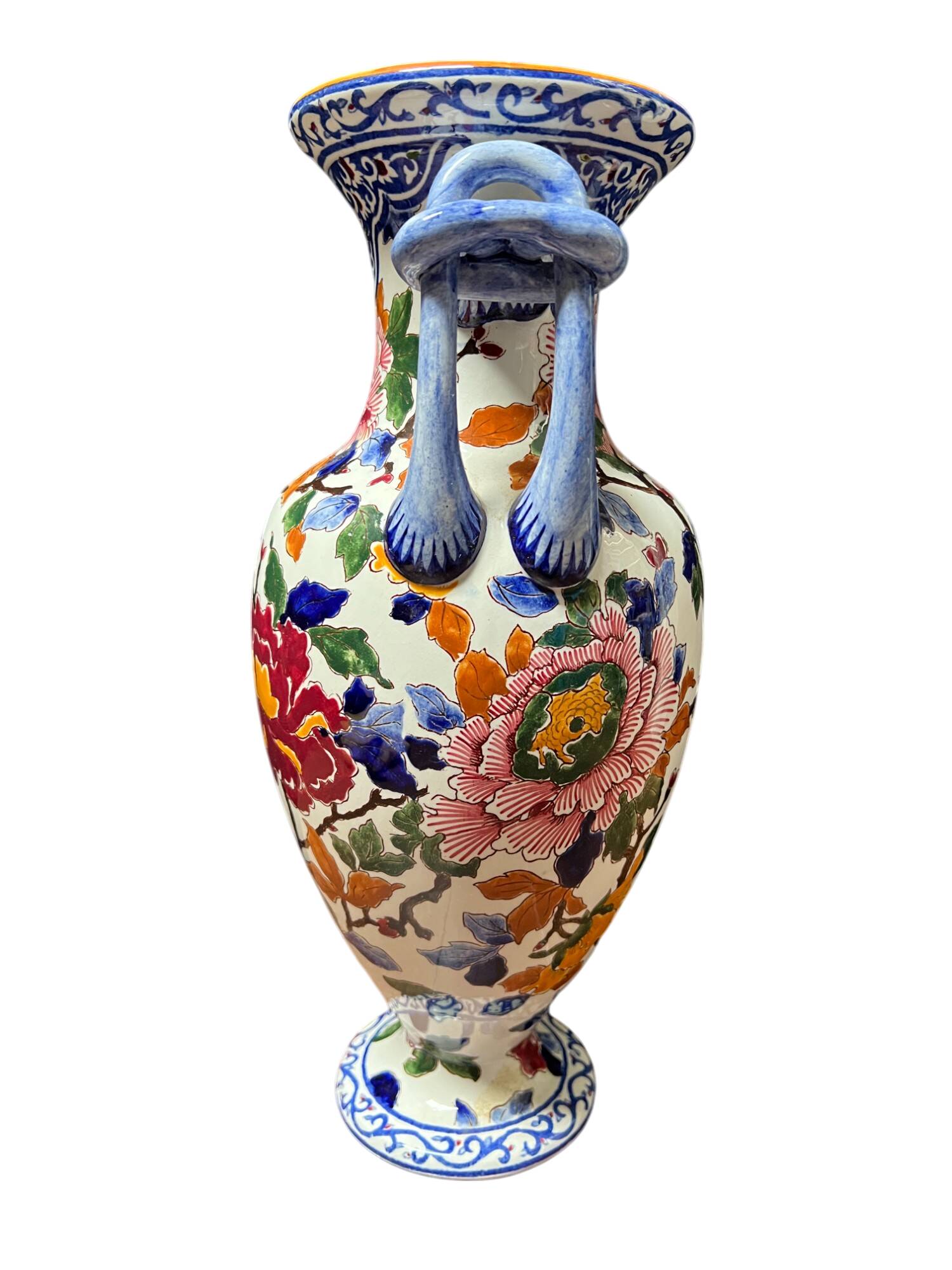Vase en Gien, décor pivoine