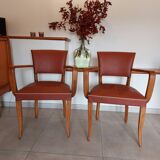 2 terra cota color bridge armchairs