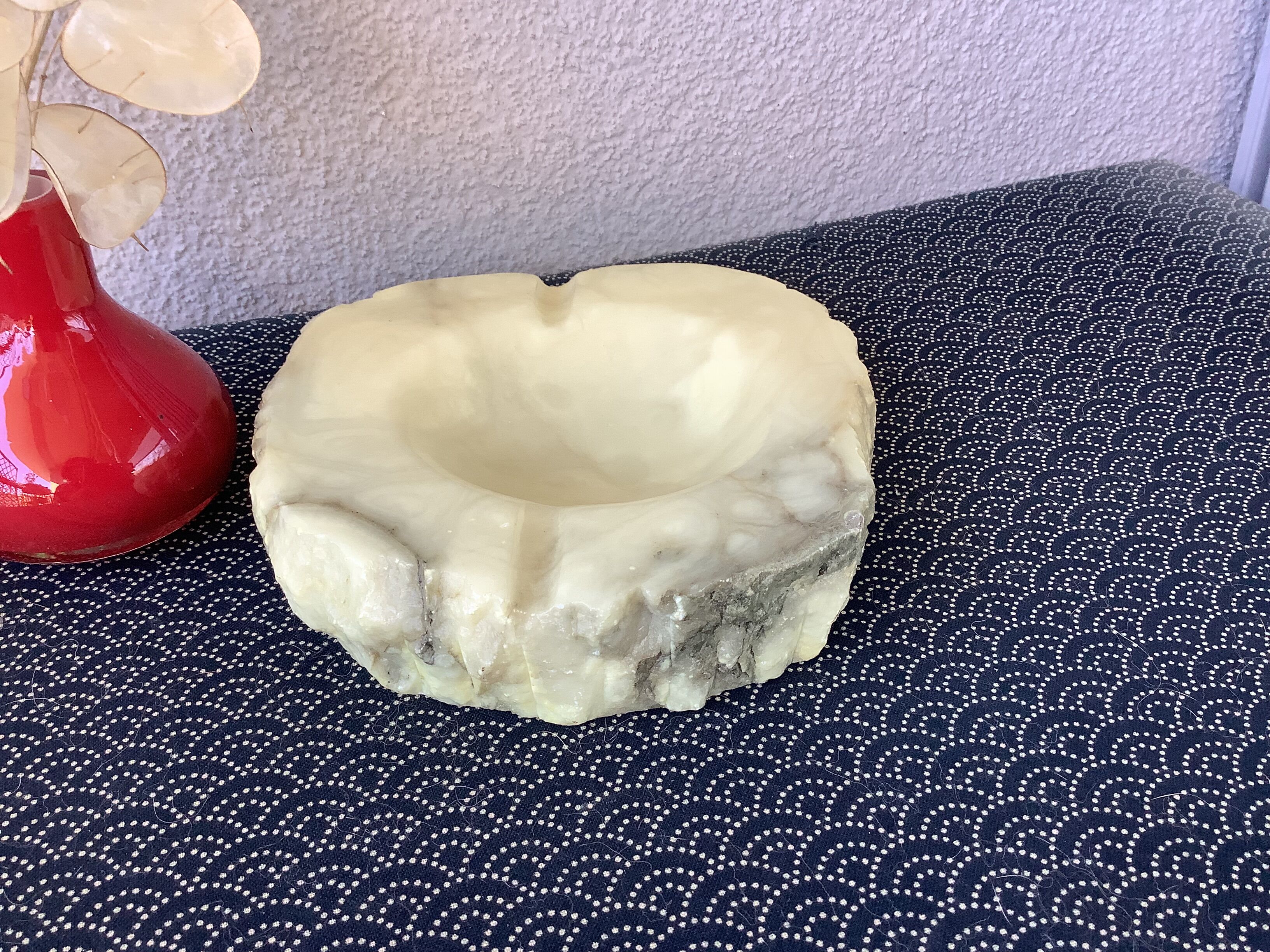 Brutalist alabaster ashtray Alabaster Italy - Romano Bianchi