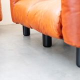 Canapés et poufs en cuir prange par Mario Marenco pour Arflex, 1970