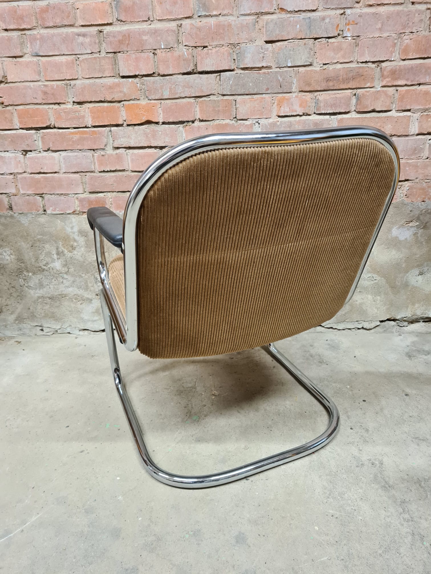 Vintage tubular ribbed office armchair
