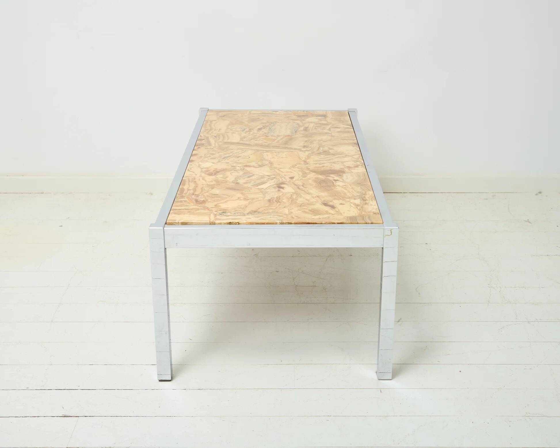 Stone and chrome coffee table, 1970-1980