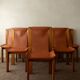 Wood Leather Dining Chairs Luigi Gorgoni Roche Bobois, 1970s, Set of 7