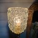 Brass floor lamp with a glass ball, cut glass globe.