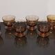 Set of 8 old vintage 70's amber brown cut glass glasses
