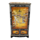 Lacquered golden Chinese wardrobe with painted figures.